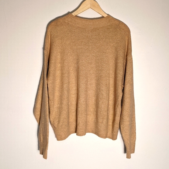 H&M Sparkling Gold Knit Loose Pullover Sweater, M - Picture 2 of 8